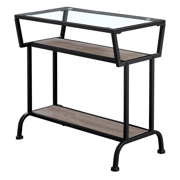Daphnes Dinnette 22 in. Dark Taupe & Black Accent Table with Tempered Glass DA2618147